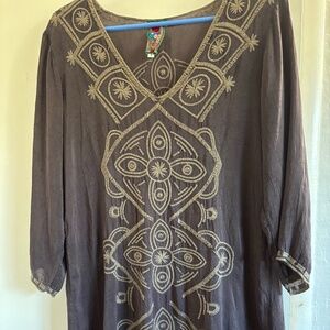 Johnny Was brown sheer tunic top